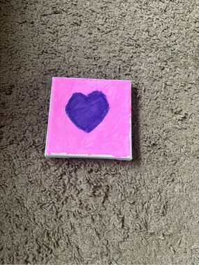 Pink Canvas with Purple Heart Painting